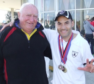 Sam Carbone has now won three Ralph Barron Shield medallions - in 2009/10 when playing for Buckley Park AGAINST Moonee Valley, and with us in 2013/14 and 2014/15. Sam's shown here with North West legend Ralph Barron, who presented the medallions on each occasion.