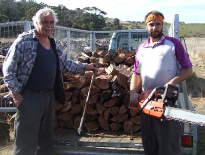 Father and son team Charlie and Murray Walker - bringing firewood to you in Melbourne from the bush near Lancefield.